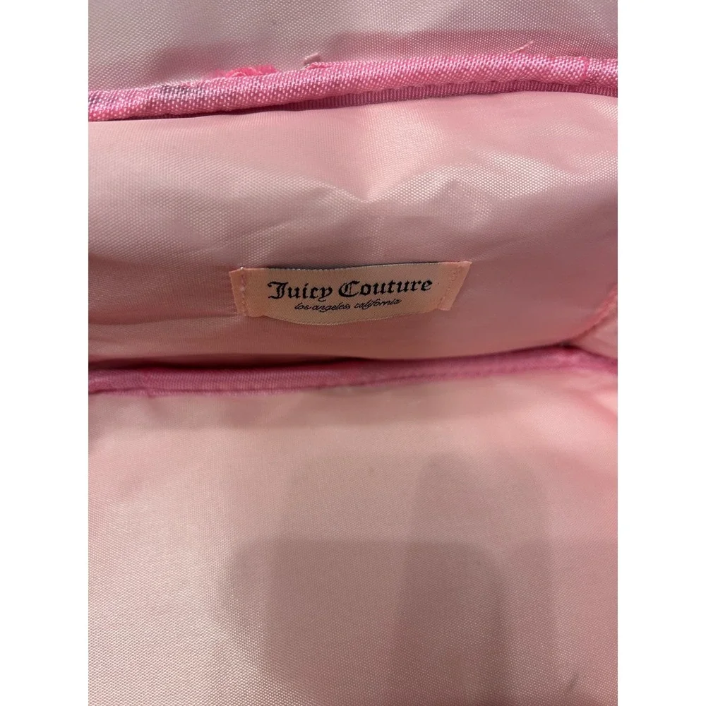 Juicy Couture Makeup Bag Women OS Pink Excellent Y2K Velour Crest‎ Vanity Case